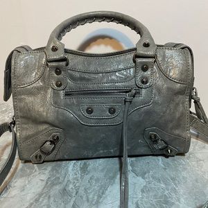 Vegan Leather Gray Motorcycle Bag Crossbody Tassel